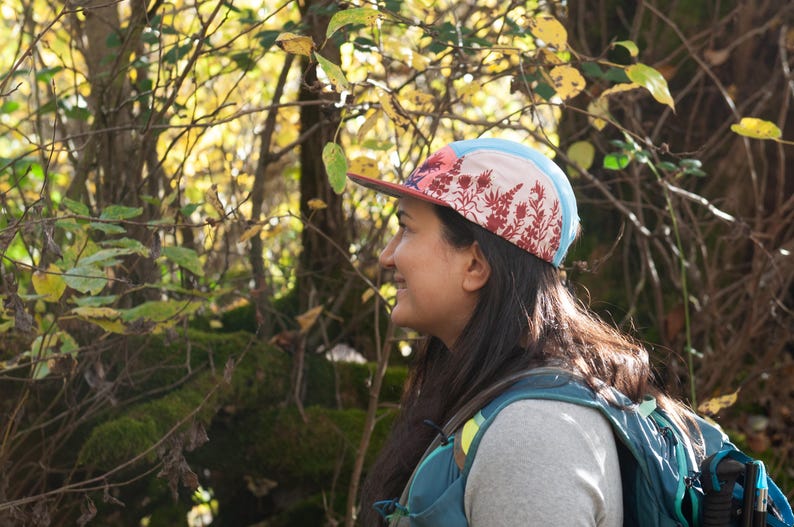 Paintbrush Print 5 Panel Hat, Flat Brim, Mountain Trail