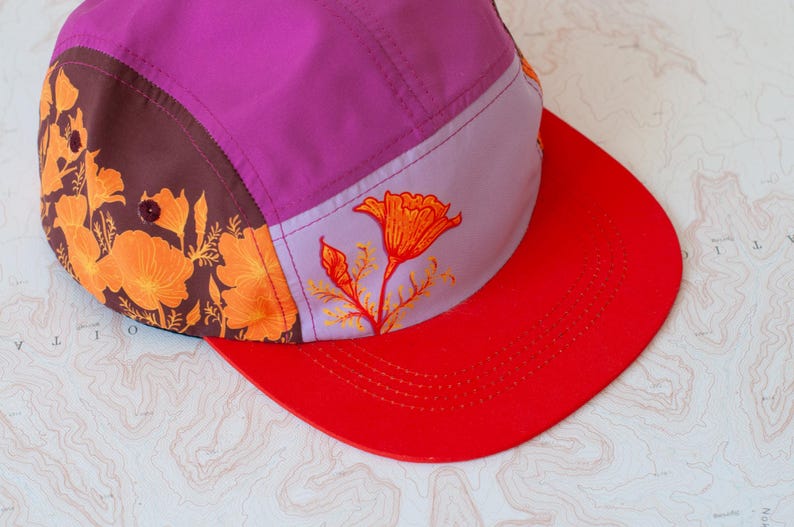 California Poppy 5 Panel Hat, Trail Hat