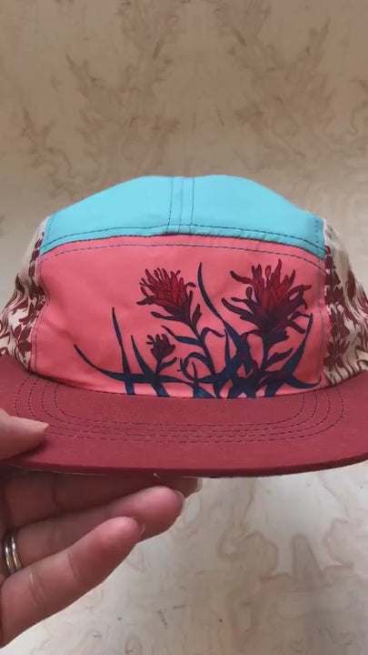 Paintbrush Print 5 Panel Hat, Flat Brim, Mountain Trail